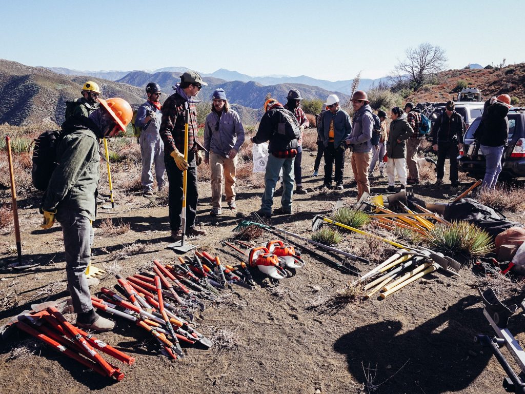 Group of volunteers with tools.